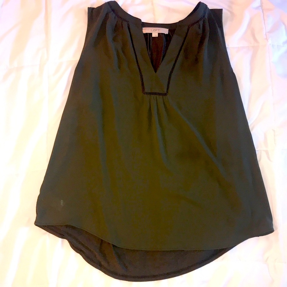 LOFT Olive Green Sleeveless Blouse, Large
